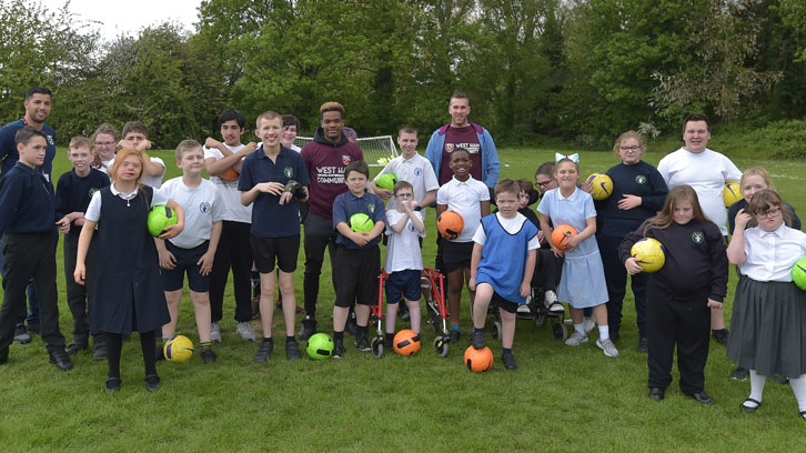 Veggie Run pupils are paid a surprise visit by West Ham United players