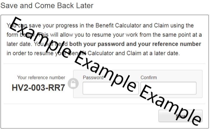 Benefit online application form password box example