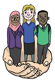 Cartoon of kids standing on hands