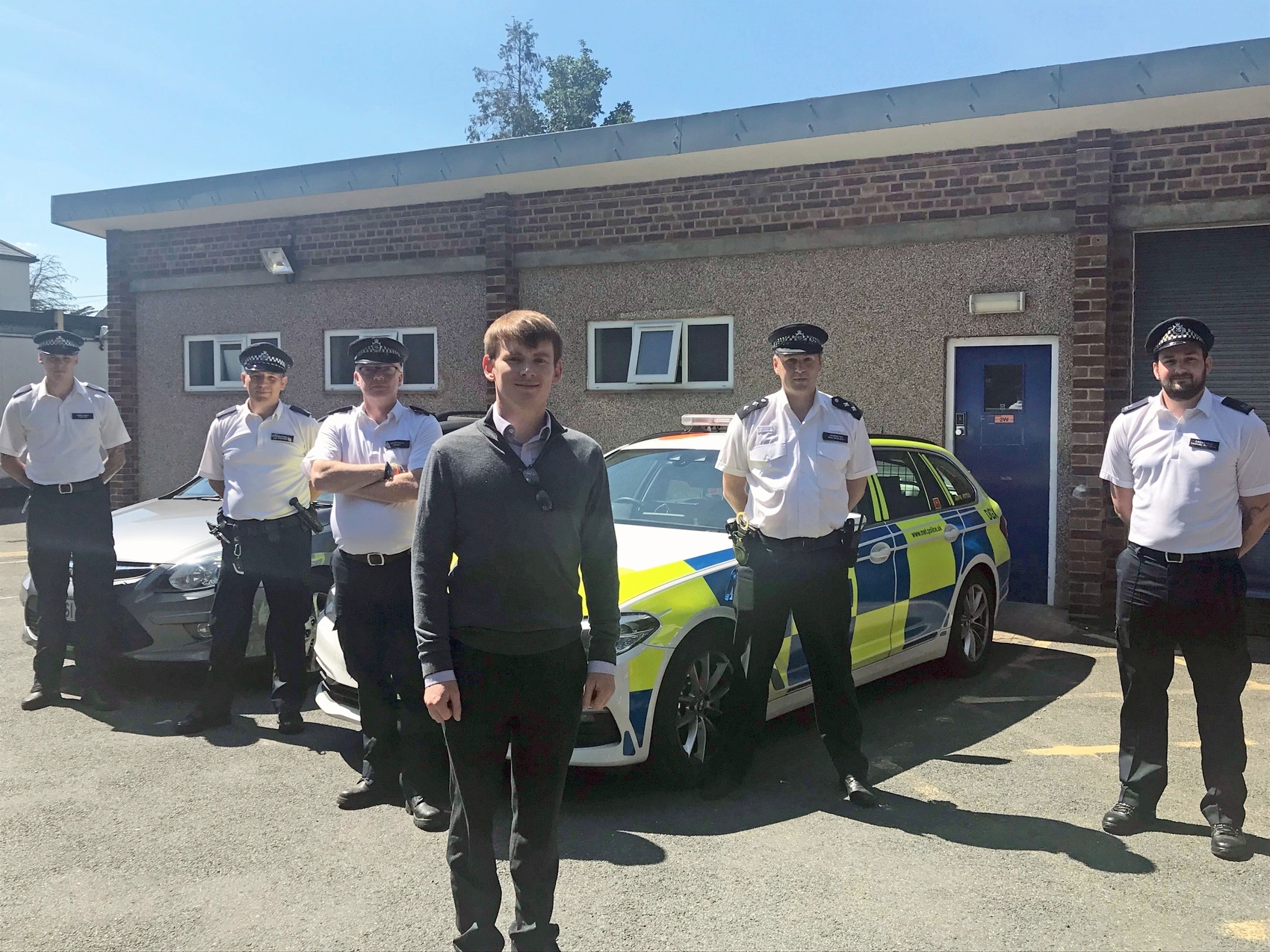 Cllr White with Inspector Rob McElroy, Metropolitan Police and S92 officers.