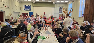 Group of people celebrating Christmas