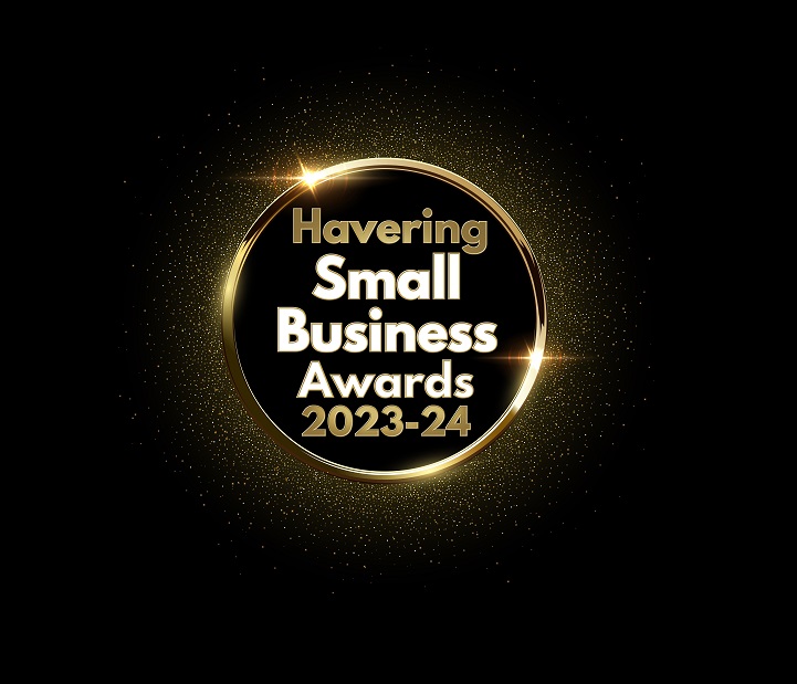 Small Business award logo words on black background with gold circle