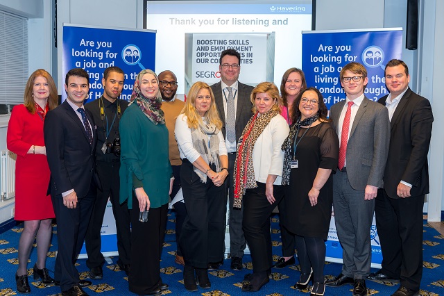 Group photo of Havering Works team with Cllr White, Cllr Dervish and Andrew Blake-Herbert