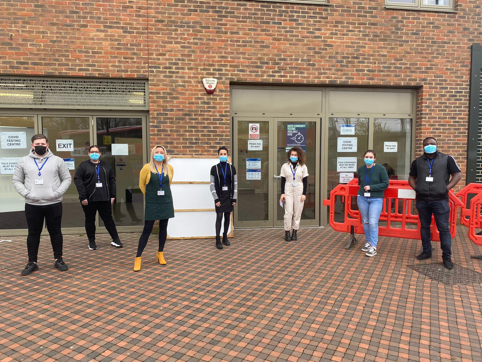 Staff outside the new Rainham rapid testing site