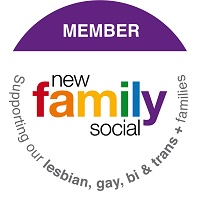 Badge showing Havering Council is a member of the New Family Social agency - Supporting our lesbian, gay, bi and trans plus families