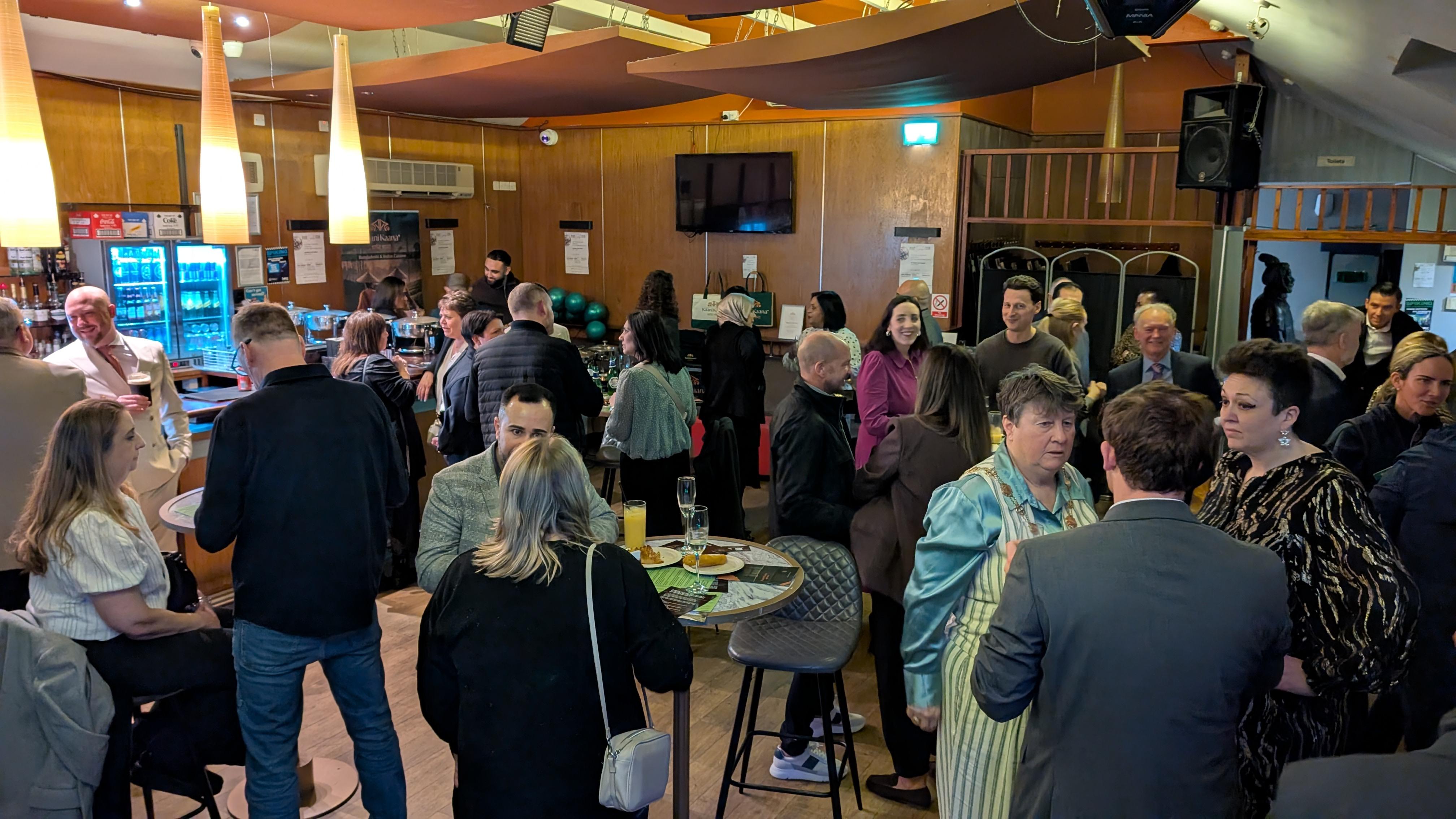 Small business awards ecent, people mingling