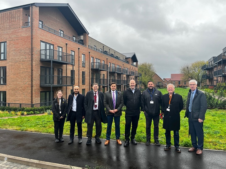 Image of group of people outside Soden Court, St Georges