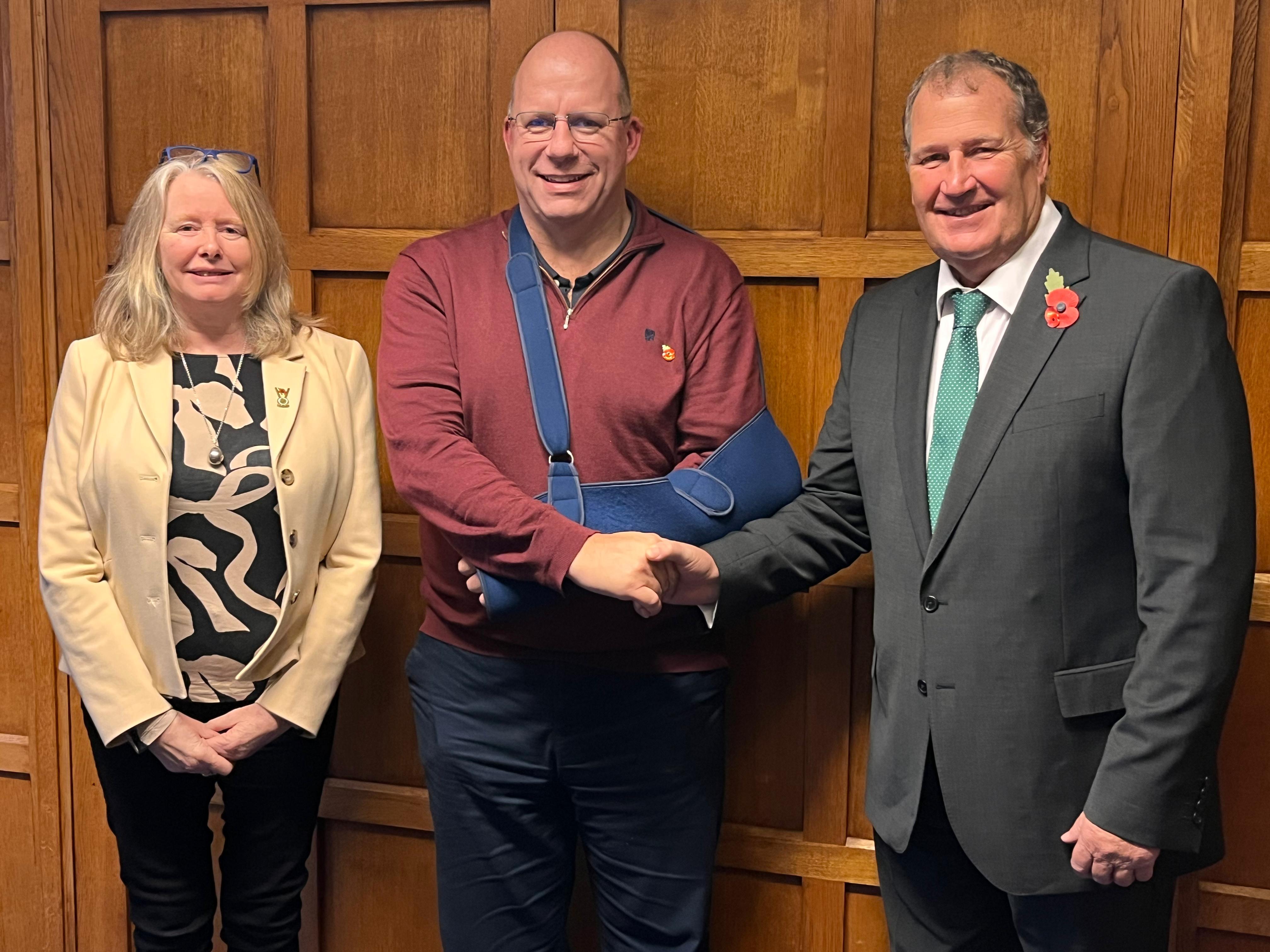 Cllrs Gillian Ford and Barry Mugglestone with TFL Commissioner Andy Lord